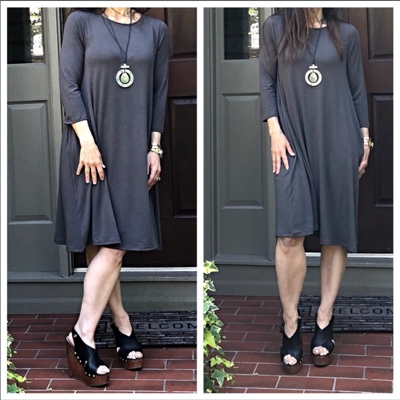 ✨LAST ONES✨Grey side pocket swing dress - Picture 6 of 8